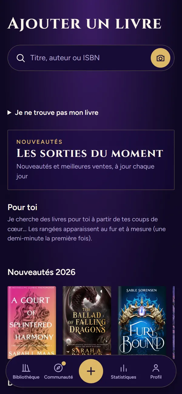 L’écran d’ajout