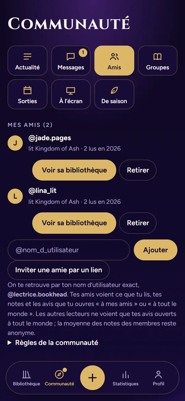 La liste des amies