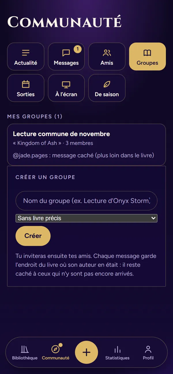 La liste des groupes